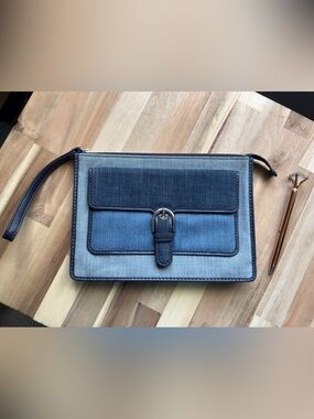 Michael Kors Cooper Denim Wristlet with Buckle Like New